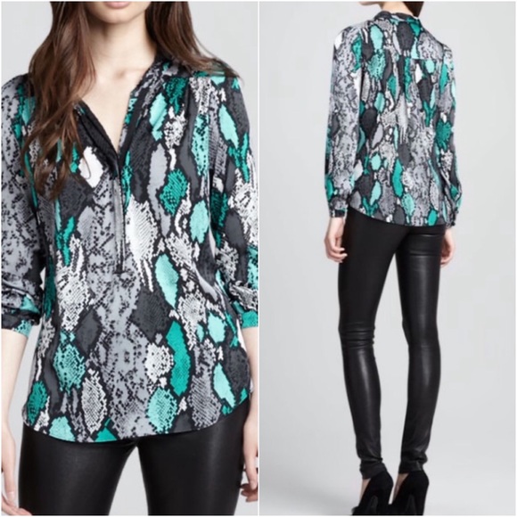 Milly Katalina Snake-Print Blouse Sz S - Picture 3 of 8